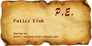 Palicz Elek névjegykártya